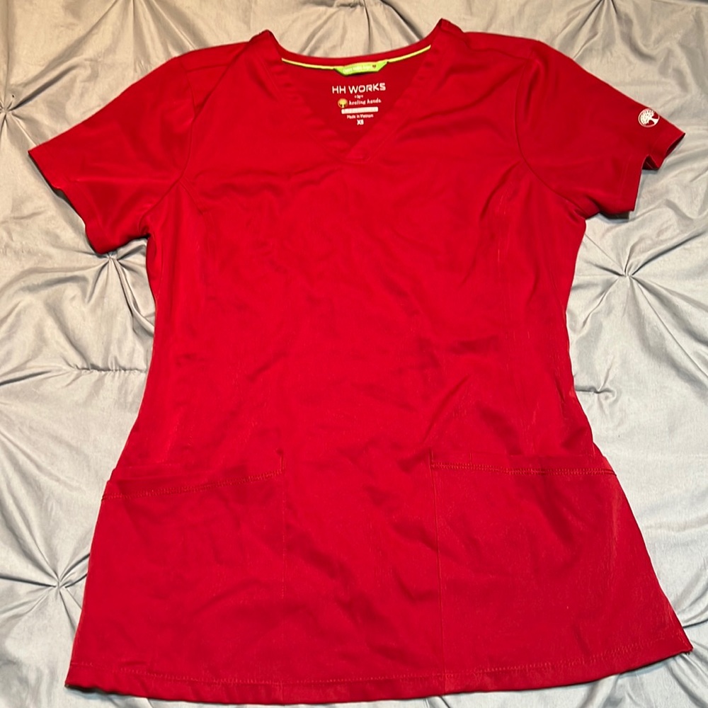 Red scrub top size xs